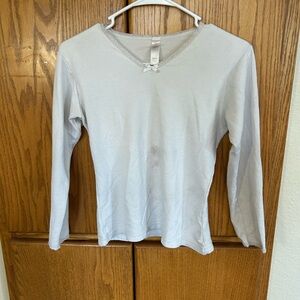 Women's Light Gray V-Neck Top